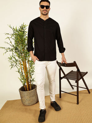 Black Premium Opaque Casual Shirt For Men