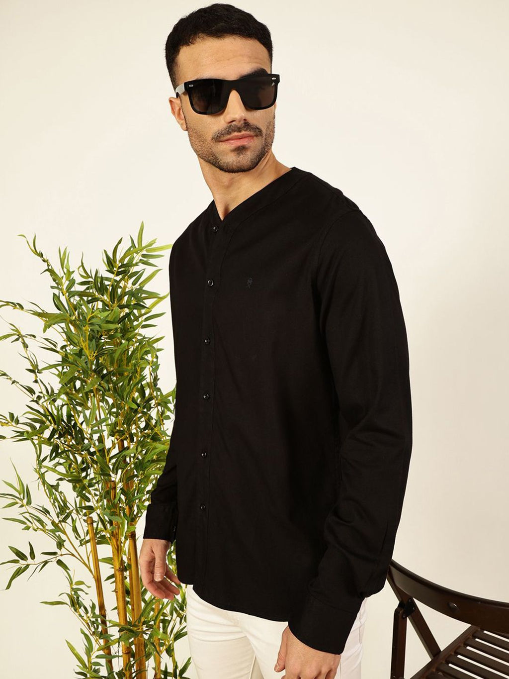 Black Premium Opaque Casual Shirt For Men