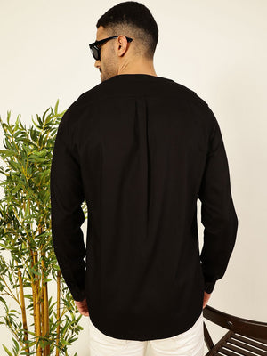 Black Premium Opaque Casual Shirt For Men