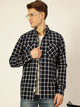 Navy Premium Slim Fit Gingham Checks Opaque Checked Casual Shirt For Men