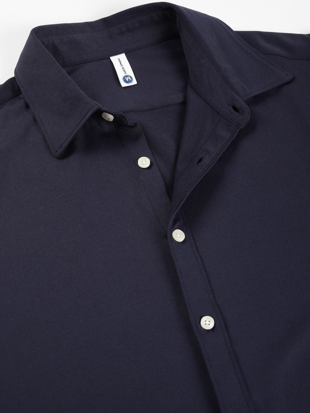 Men Navy Slim Fit Long Sleeves Spread Collar Knit Casual Shirt