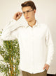 Thomas Scott Men White Premium Long Sleeves Slim Fit Spread Collar Solid Knitted Casual Shirt