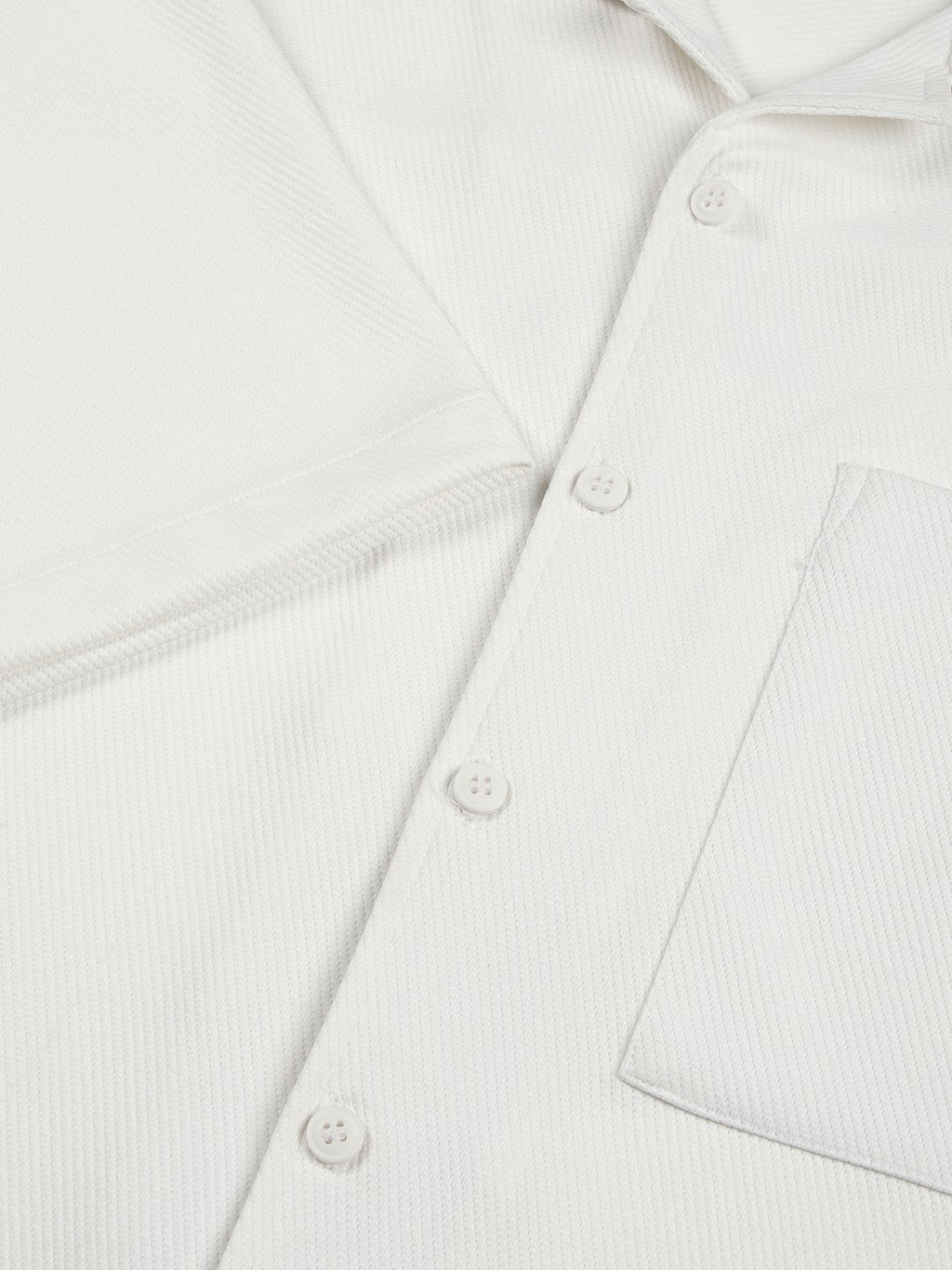 White Oversized Textured Twill Casual Shirt For Men