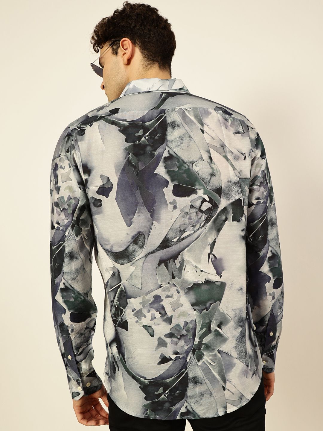 Men Green Printed Slim Fit Shirt