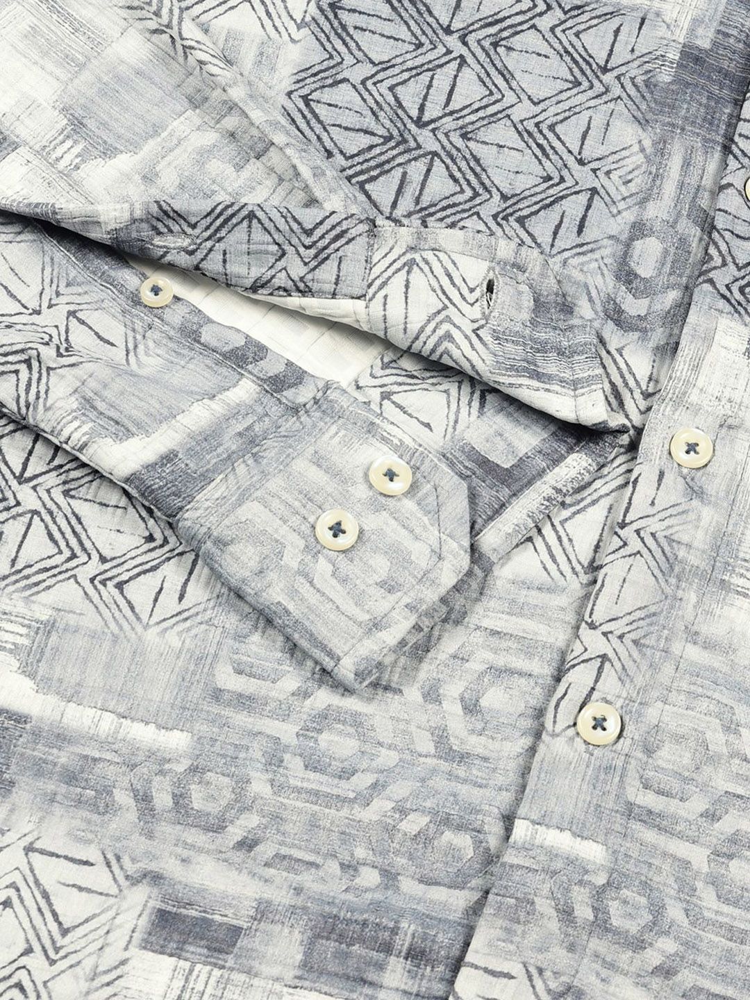 Blue Premium Slim Fit Opaque Printed Casual Shirt For Men
