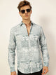Green Premium Slim Fit Opaque Printed Casual Shirt For Men