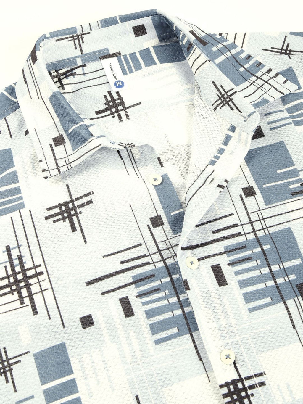 Blue Premium Graphic Printed Slim Fit Casual Shirt For Men
