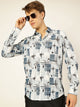 Blue Premium Graphic Printed Slim Fit Casual Shirt For Men