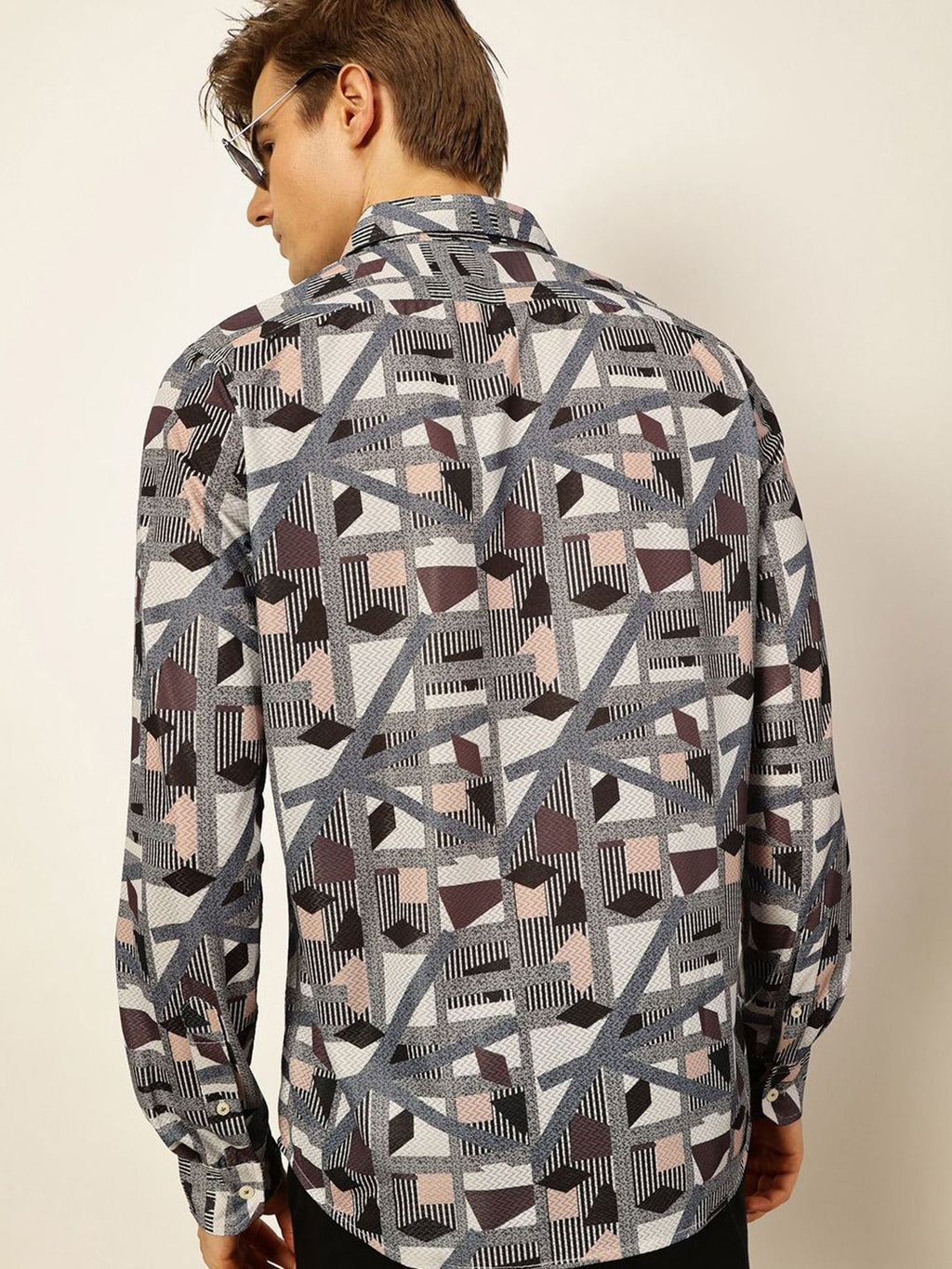 Grey Premium Slim Fit Opaque Printed Casual Shirt For Men