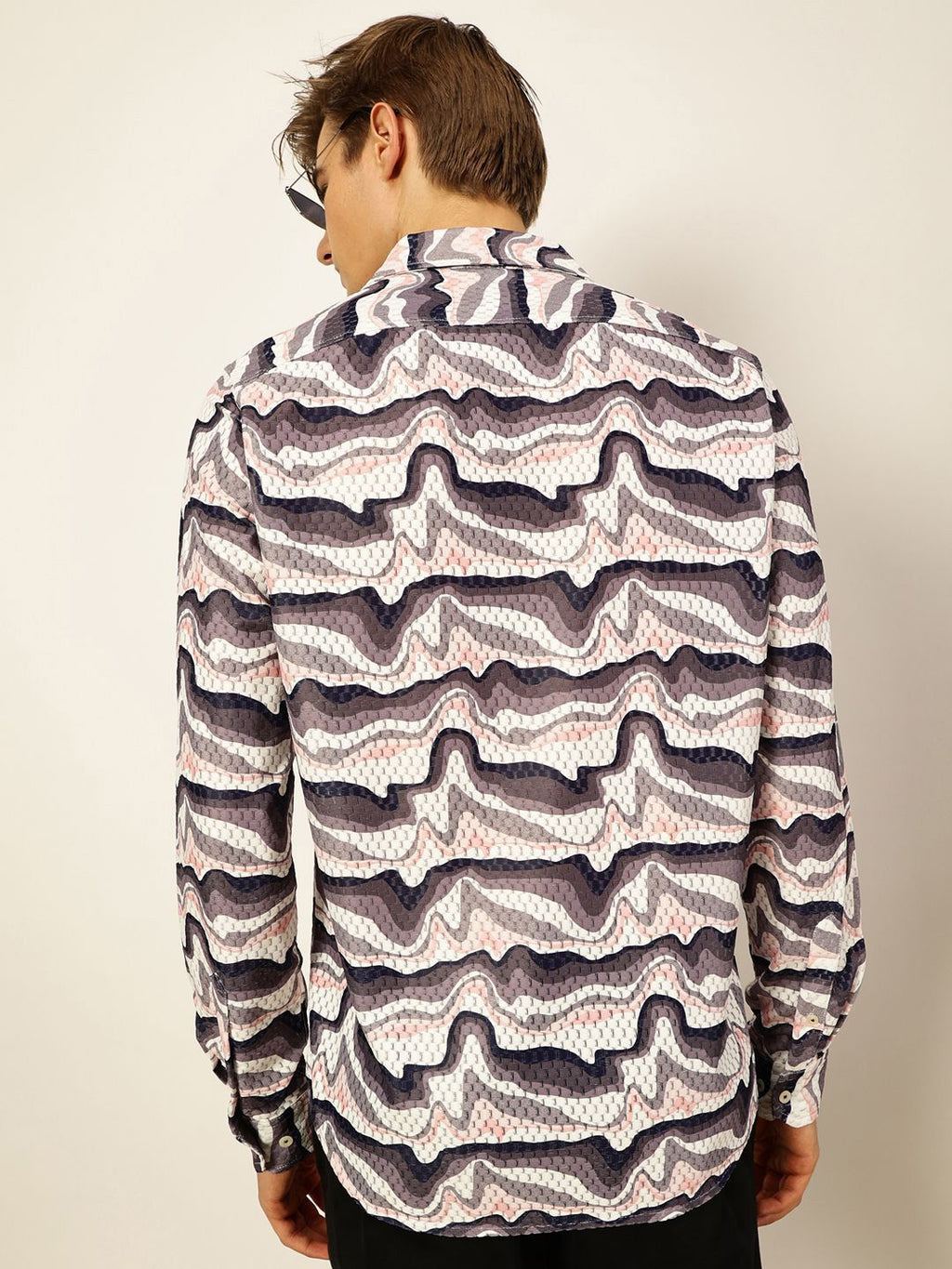 Mauve Premium Slim Fit Opaque Printed Casual Shirt For Men