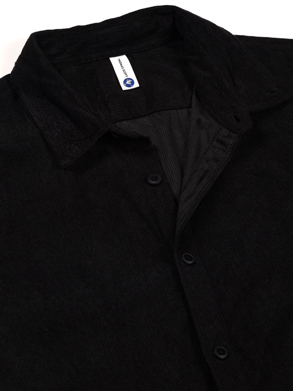 Black Premium Textured Corduroy Slim Fit Button-Down Collar Casual Shirt For Men