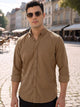 Mid Fawn Premium Slim Fit Full Sleeve Button-Down Collar Corduroy Shirt For Men