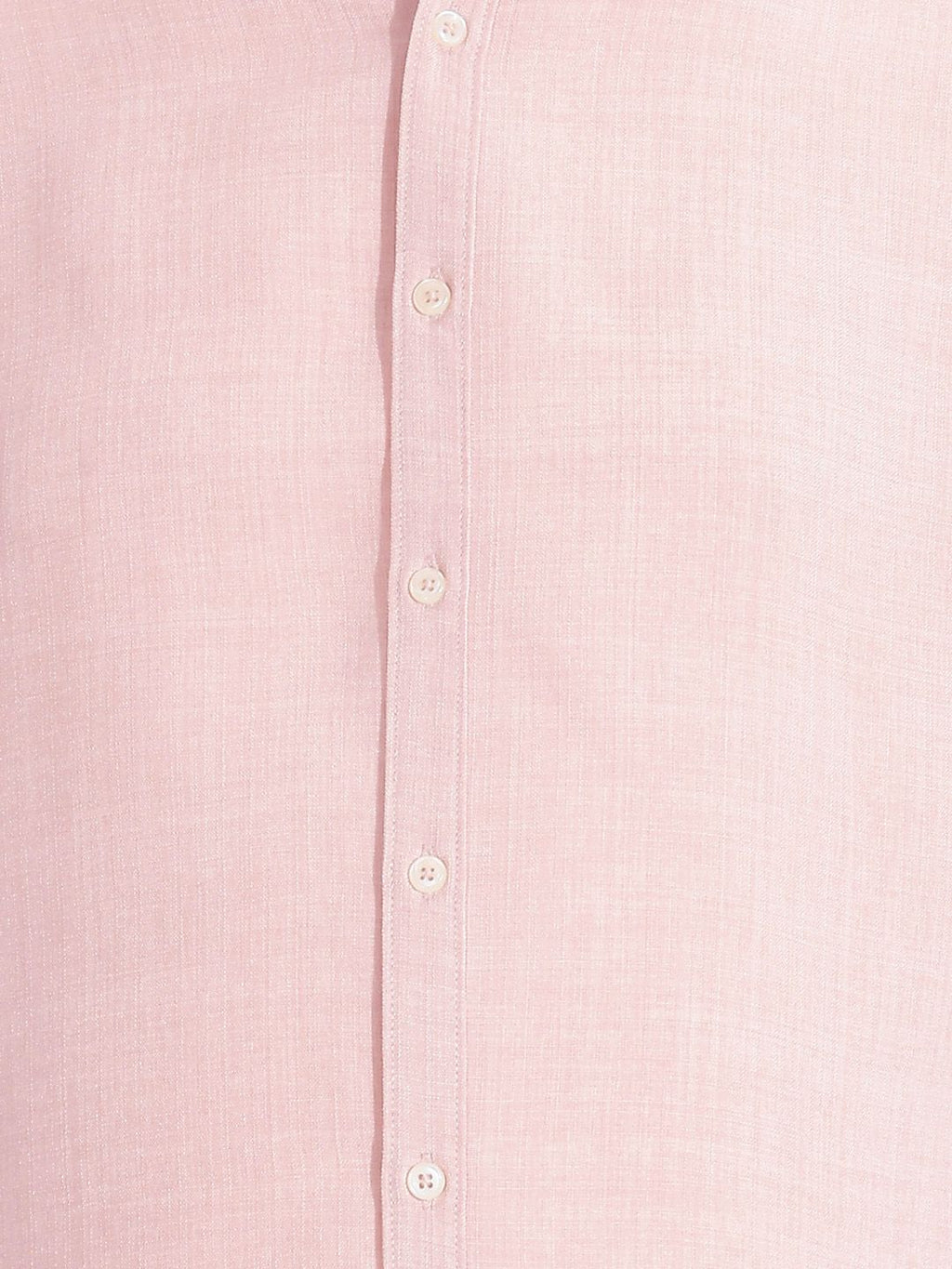 Peach Plus Size Regular Fit Roll-Up Sleeves Button-Down Collar Solid Textured Casual Shirt For Men