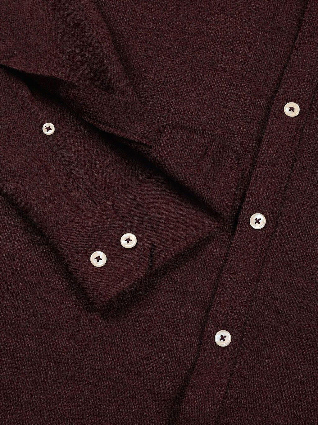 Wine Slim Fit Long Sleeves Button-Down Collar Polyester Casual Shirt For Men