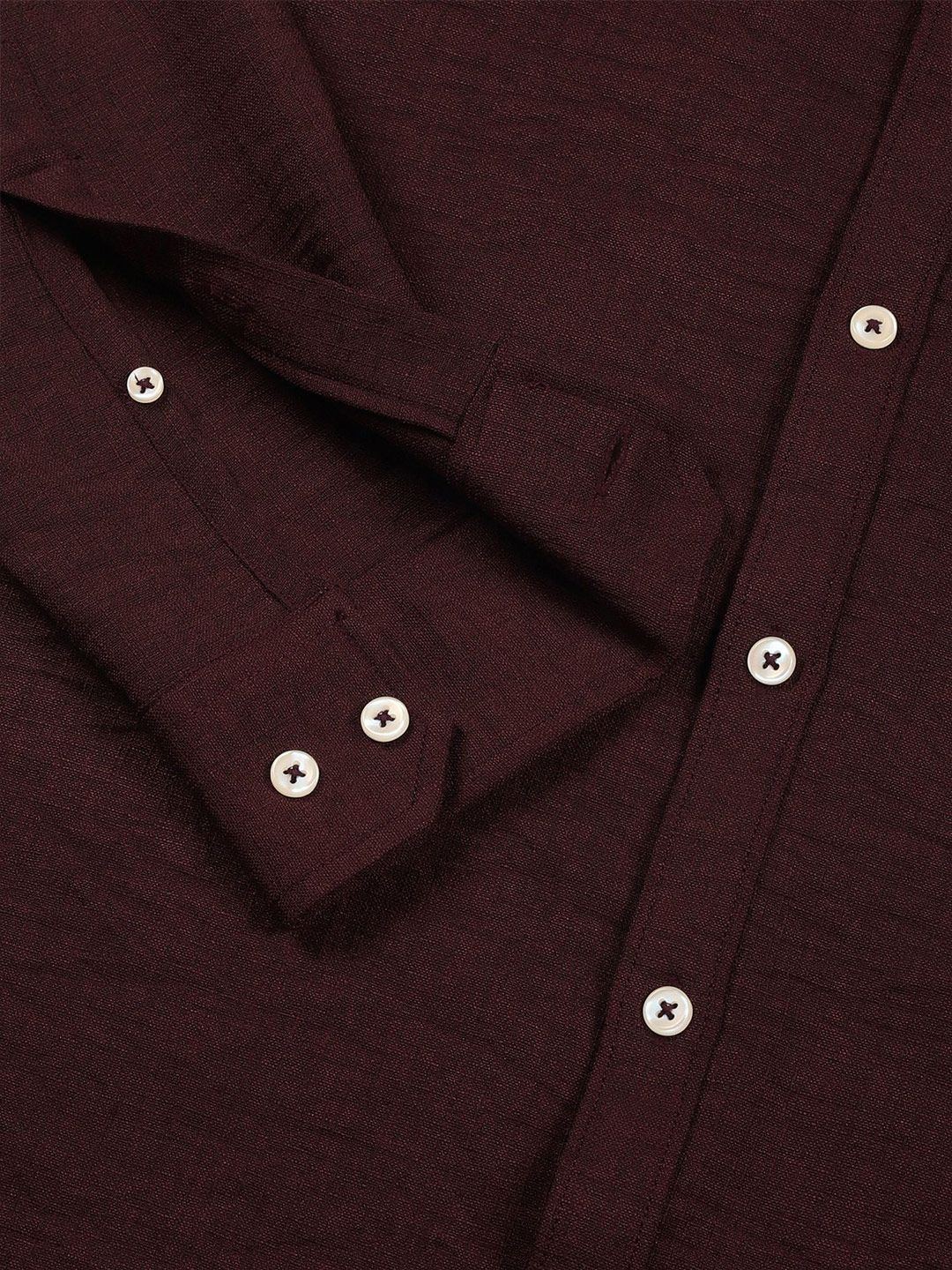 Wine Slim Fit Long Sleeves Button-Down Collar Polyester Casual Shirt For Men