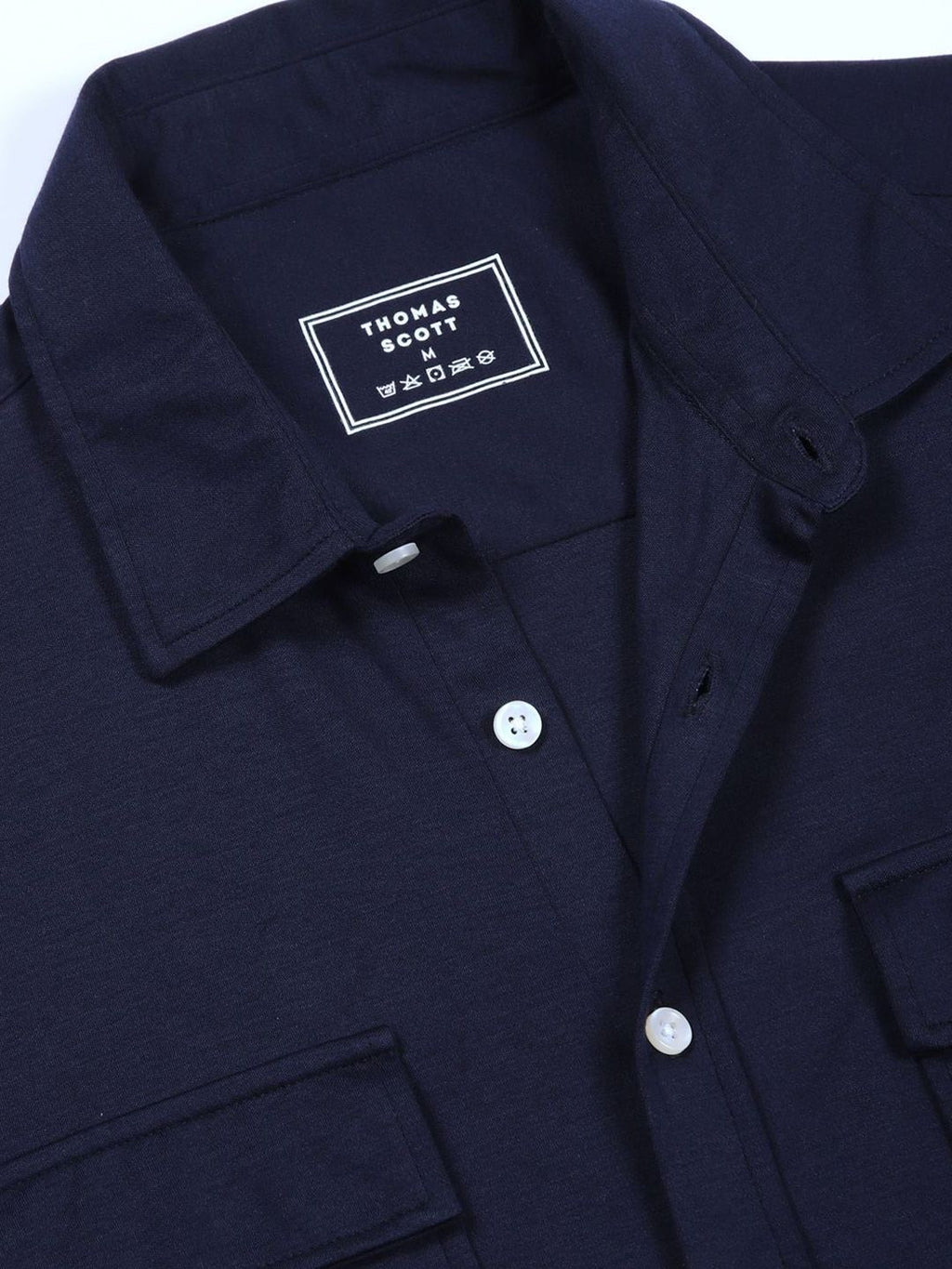 Navy Slim Fit Solid Casual Shirt For Men