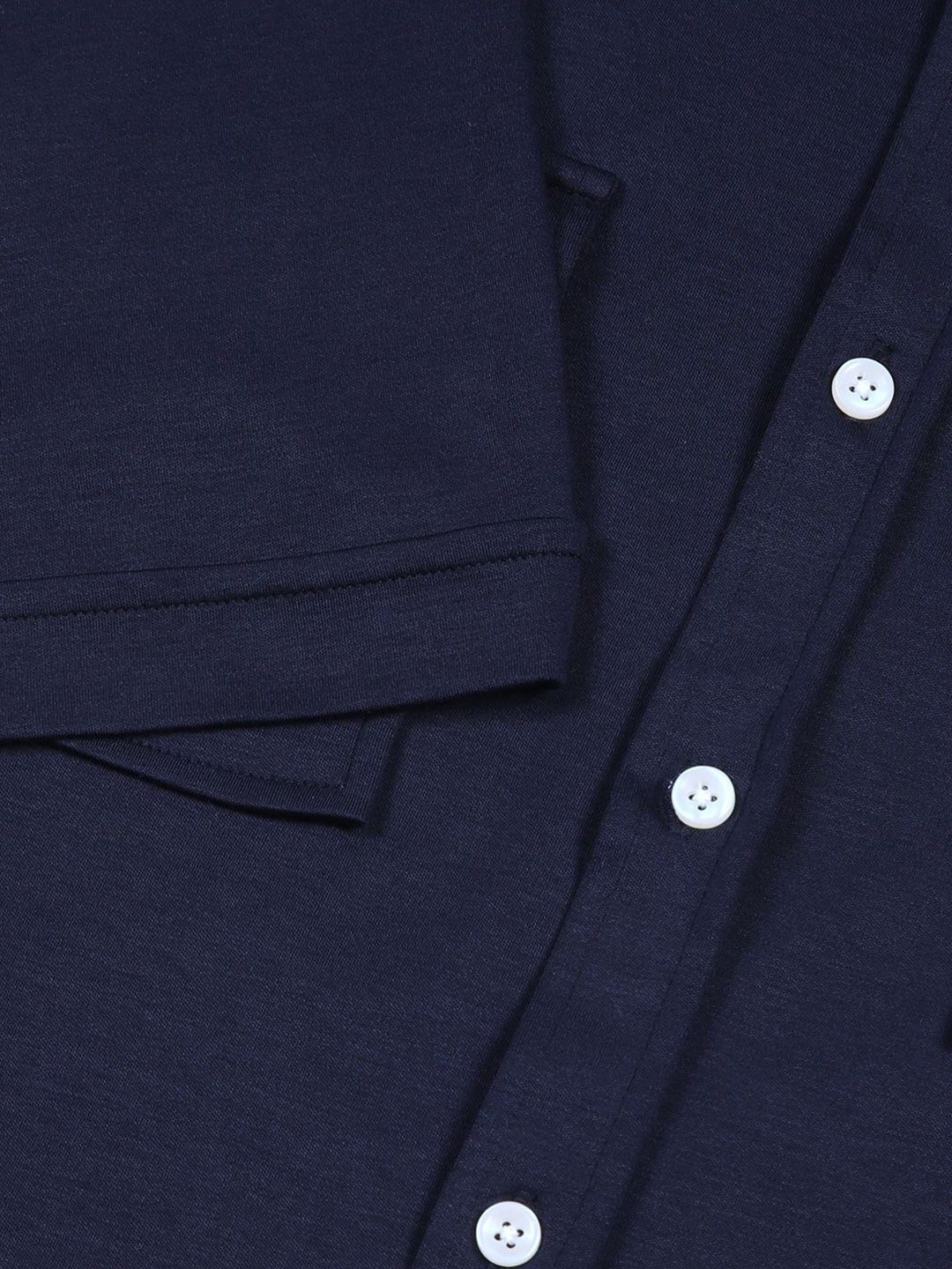 Navy Slim Fit Solid Casual Shirt For Men