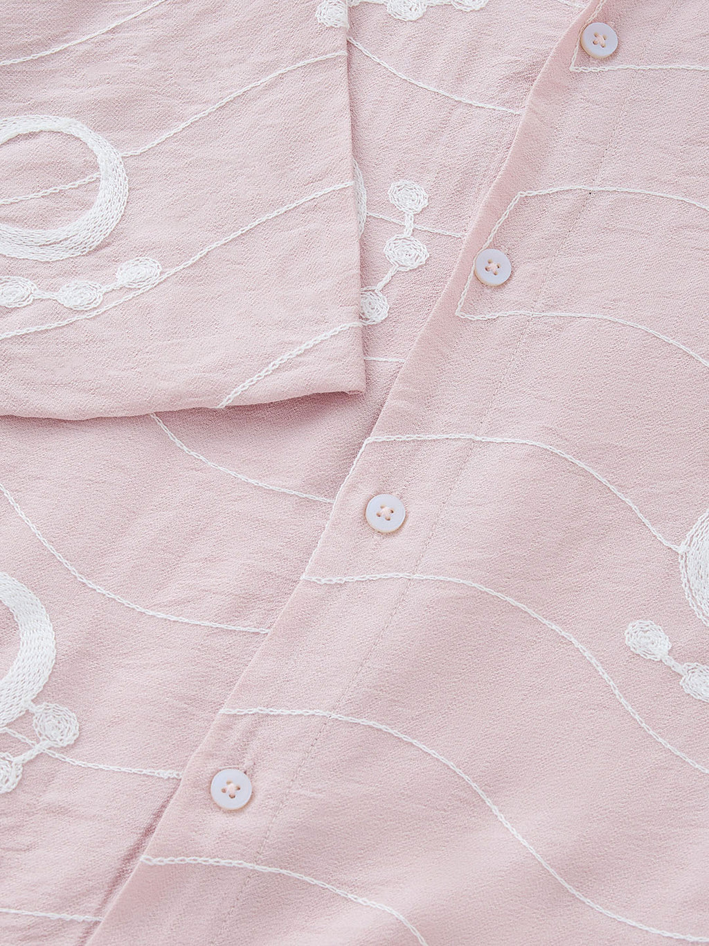 Thomas Scott Men Pink Short Sleeves Spread Collar Regular Fit Embroidered Shirt