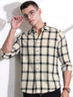 Black Slim Fit Windowpane Checked Cotton Casual Shirt