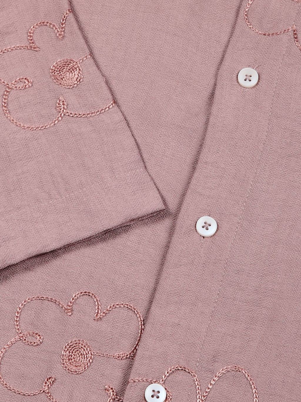 Pink Regular Fit Short Sleeves Cuban Collar Embroidered Shirt For Men