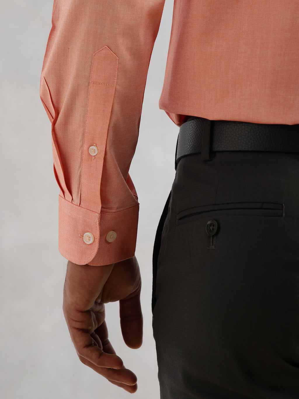 Thomas Scott Men Orange Regular Fit Long Sleeves Spread Collar 100% Cotton Oxford Formal Shirt
