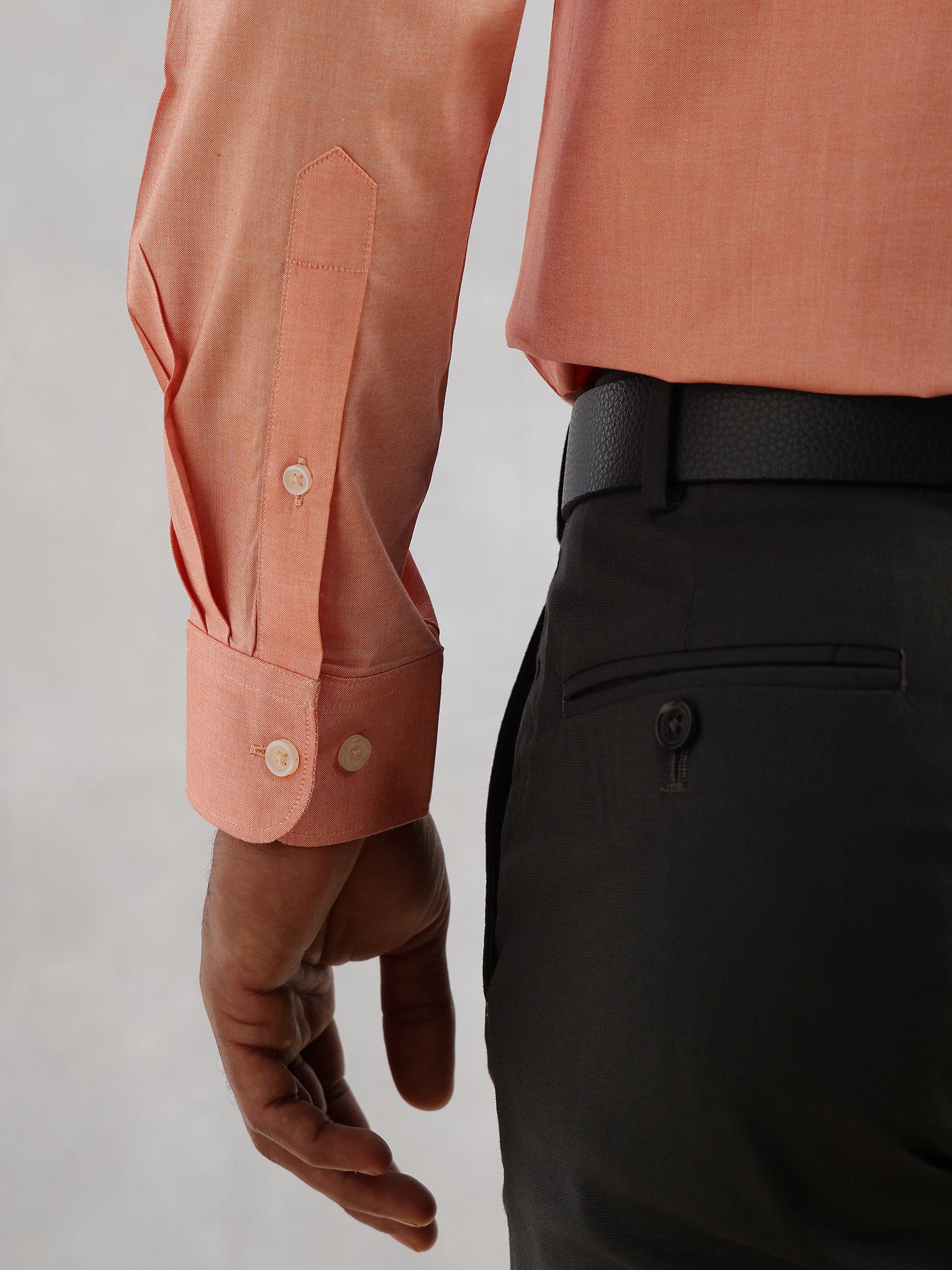 Thomas Scott Men Orange Regular Fit Long Sleeves Spread Collar 100% Cotton Oxford Formal Shirt