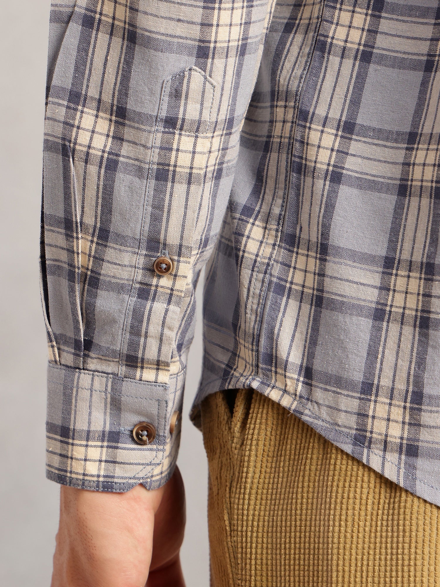 Thomas Scott Men Blue Regular Fit Long Sleeves Spread Collar Cotton Plaid Checked 100% Cotton Casual Shirt