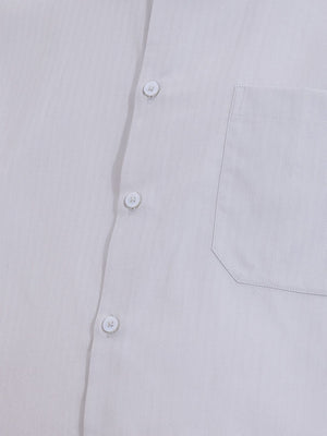 Grey Plus Size Regular Fit Long Sleeves Spread Collar Textured Cotton Formal Shirt For Men