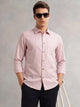 Thomas Scott Men Lilac Premium Regular Fit Long Sleeves Spread Collar Textured 100% Cotton Casual Shirt