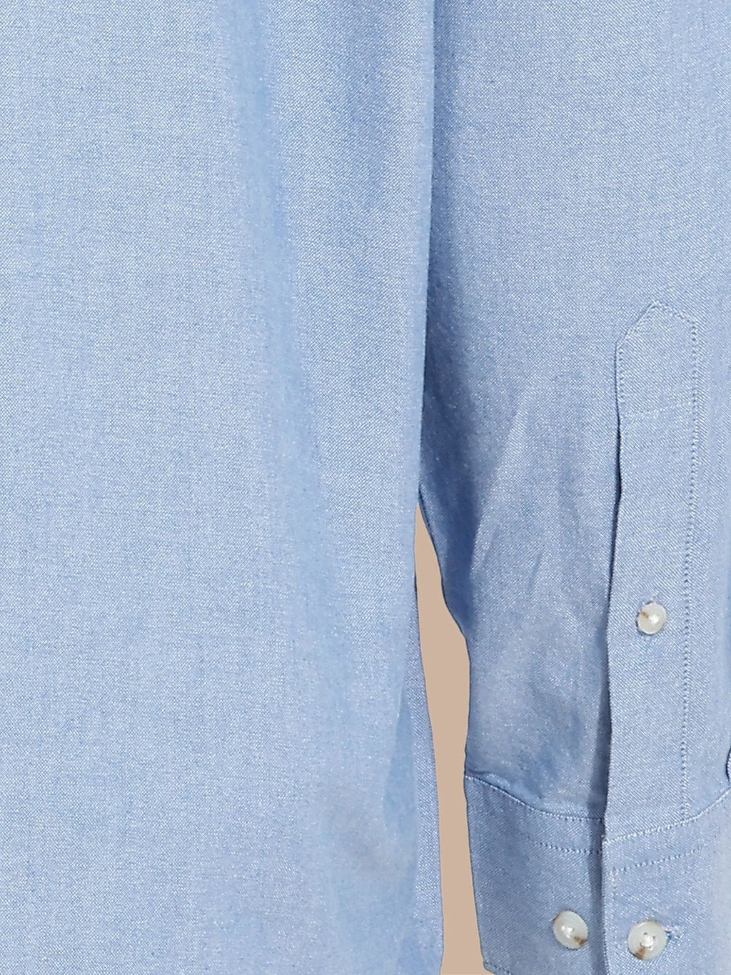 Blue Plus Size Regular Fit Long Sleeves Spread Collar Solid Cotton Oxford Casual Shirt For Men
