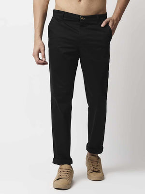 Thomas Scott Men Black Mid-Rise Regular Fit Woven Chinos Trouser