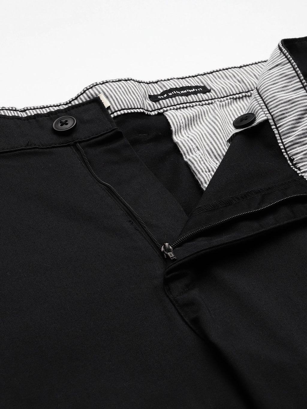 Black Mid-Rise Regular Fit Woven Chinos Trouser For Men