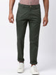 Bottle Green Classic Slim Fit Mid-Rise Woven Chinos Trouser For Men