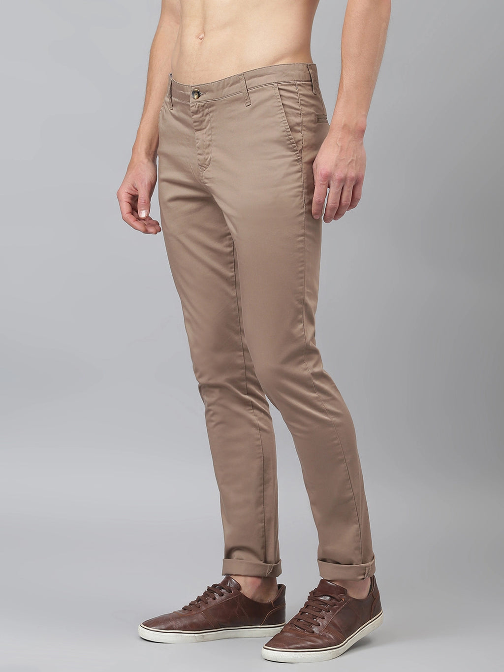 Thomas Scott Men Brown Easy Wash Sustainable Trousers