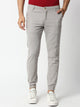 Light Grey Mid-Rise Regular Fit Knitted Joggers For Men