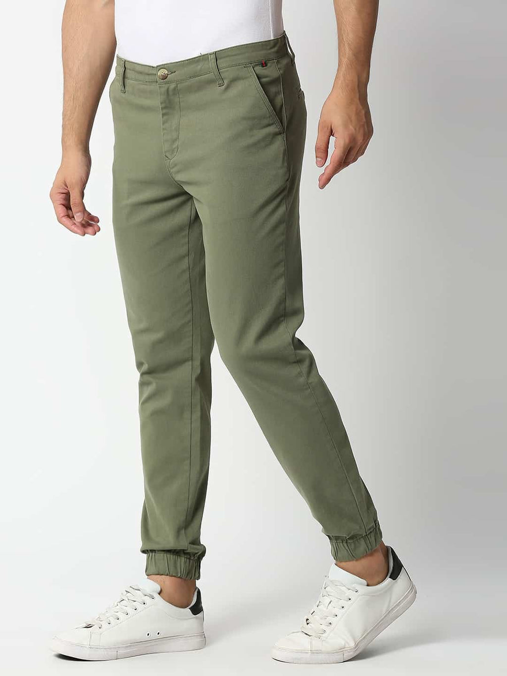 Thomas Scott Men Olive Green Joggers Trousers