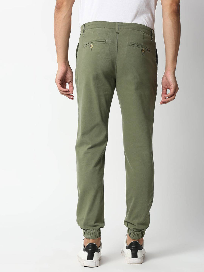 Thomas Scott Men Olive Green Joggers Trousers