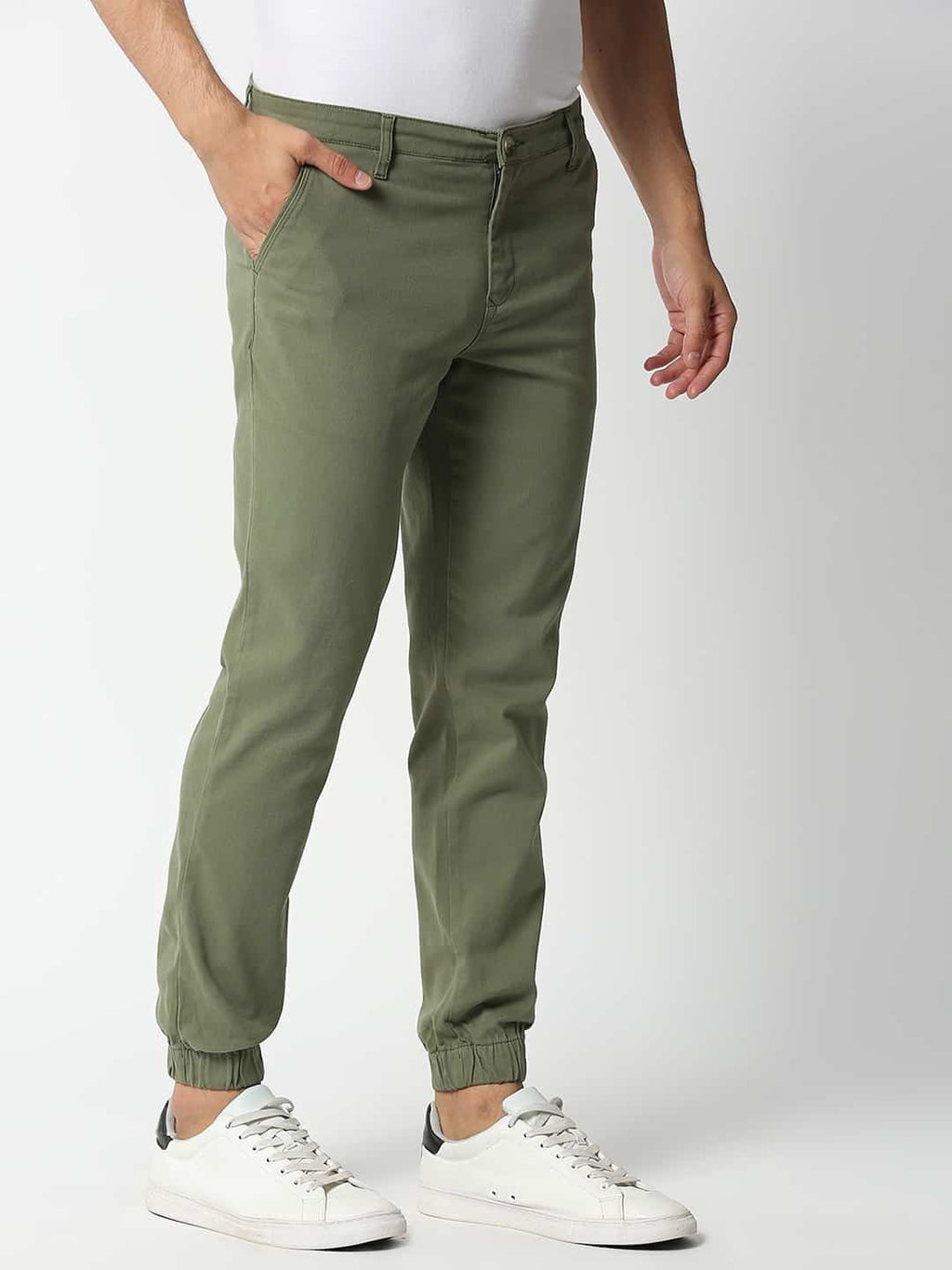 Thomas Scott Men Olive Green Joggers Trousers