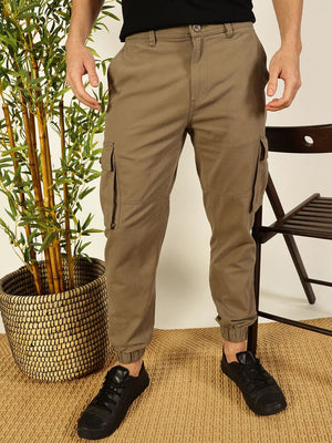 Beige  Classic Slim Fit Cargos Trousers