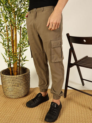 Beige  Classic Slim Fit Cargos Trousers