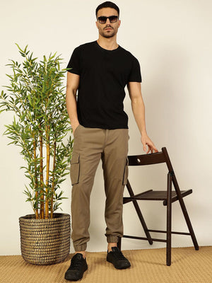 Beige  Classic Slim Fit Cargos Trousers