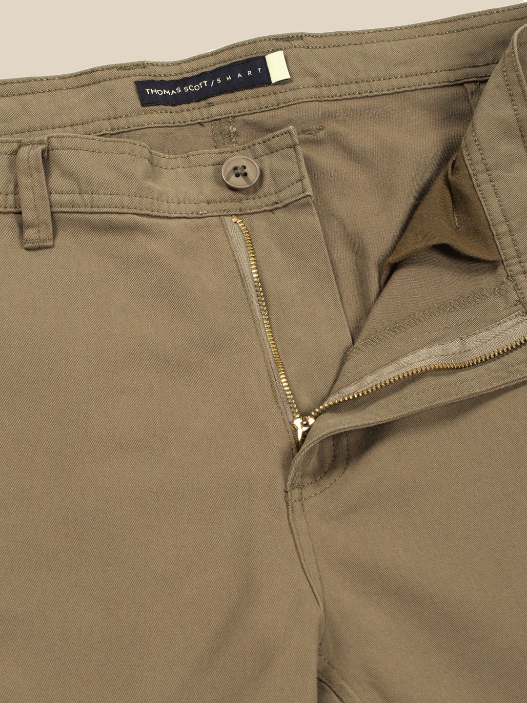 Beige  Classic Slim Fit Cargos Trousers