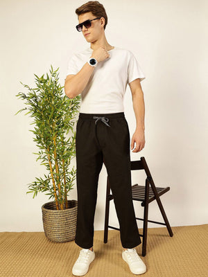 Olive Smart Pleated Mid-Rise Regular Fit Cotton Joggers For Men