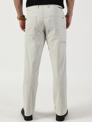 Grey Smart Regular Fit Chino Trouser For Men