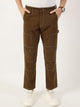 Brown Smart Regular Fit Mid-Rise Solid Cotton Woven Trouser for Men