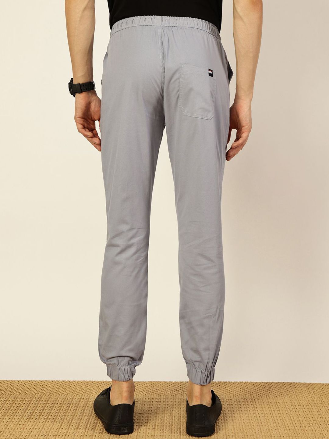 Light Blue Smart Slim Fit Easy Wash Joggers For Men