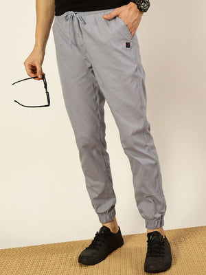 Light Blue Smart Slim Fit Easy Wash Joggers For Men