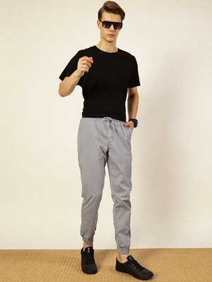Light Blue Smart Slim Fit Easy Wash Joggers For Men