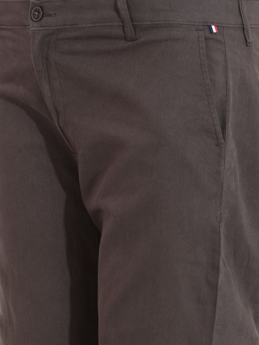 Charcoal Plus Size Regular Fit Mid-Rise Solid Cotton Woven Chinos Trouser For Men