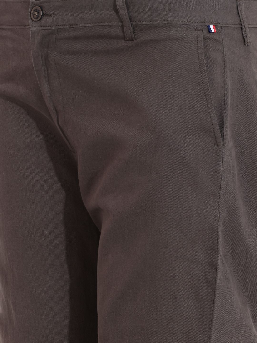 Charcoal Plus Size Regular Fit Mid-Rise Solid Cotton Woven Chinos Trouser For Men